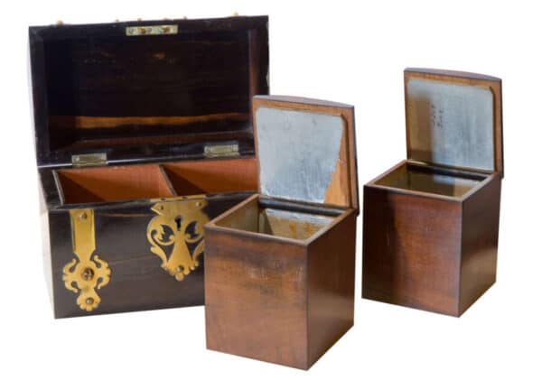 Coromandel wood domed top tea caddy c1850 - Image 7