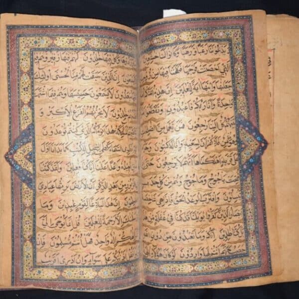 Rare Antique mughal HANDWRITTEN Quran manuscript with lacqured binding 18th C Book Antique Art 24