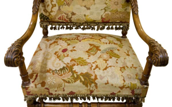 Louis XIV style carved walnut armchair - Image 2
