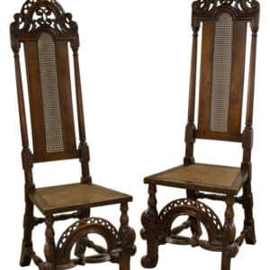 Pair of 19thc walnut high back chairs Antique Chairs