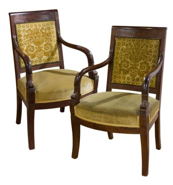 Pair of mahogany fauteuils c1830 Antique Chairs 3