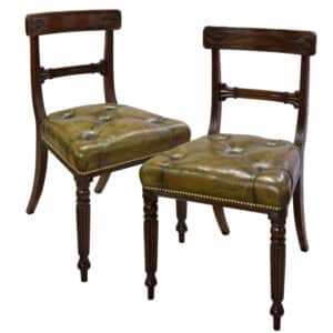 Pair of mahogany & leather side chairs Antique Chairs