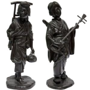 Pair of Meiji bronze female figures Miscellaneous