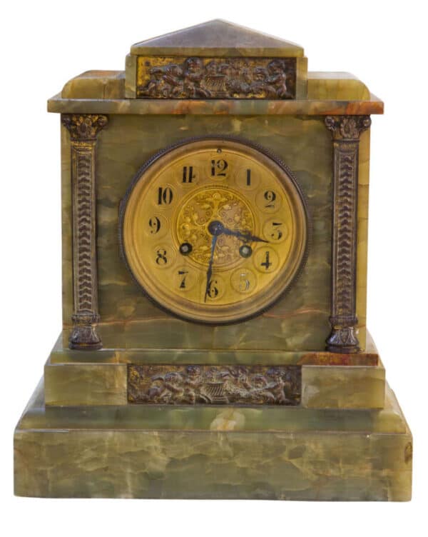 Victorian Green Onyx mantel clock Antique Clocks 10