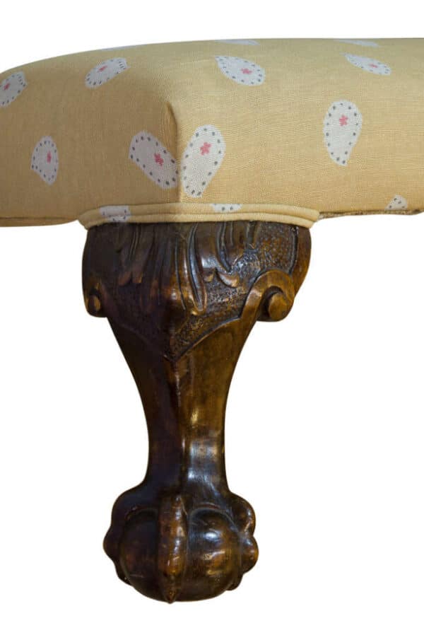 Walnut framed long stool - Image 2