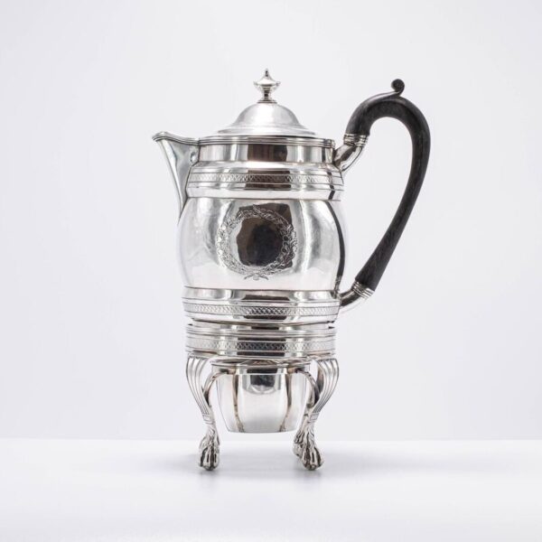 1799 Georgian Solid Silver Coffee Pot on Stand with Burner Antique Biggin