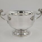 Antique Sterling Solid Silver Dolphin Handle Bowl 637g Antique Silver Antique Silver