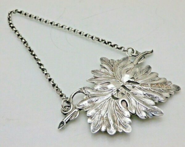 Antique 1853 Sterling Solid Silver GIN Vine Leaf Wine Label Ticket