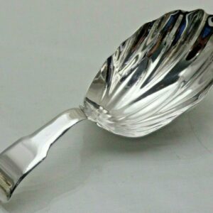 Georgian Sterling Solid Silver Tea Caddy Spoon 1813 Tea Leaf Design Antique Silver Antique Silver