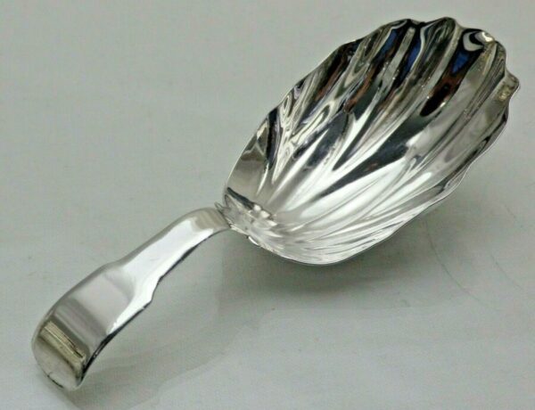 Georgian Sterling Solid Silver Tea Caddy Spoon 1813 Tea Leaf Design