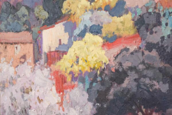 Josep Mas Pou – Almond Blossom Landscape blossom Antique Art 8