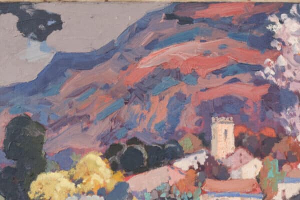 Josep Mas Pou – Almond Blossom Landscape blossom Antique Art 12