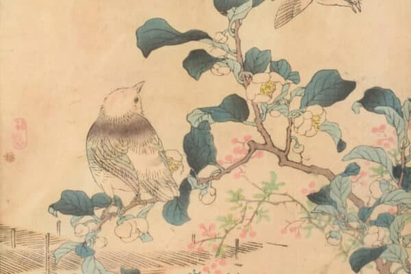 Woodblock with Birds asian art Antique Art 8