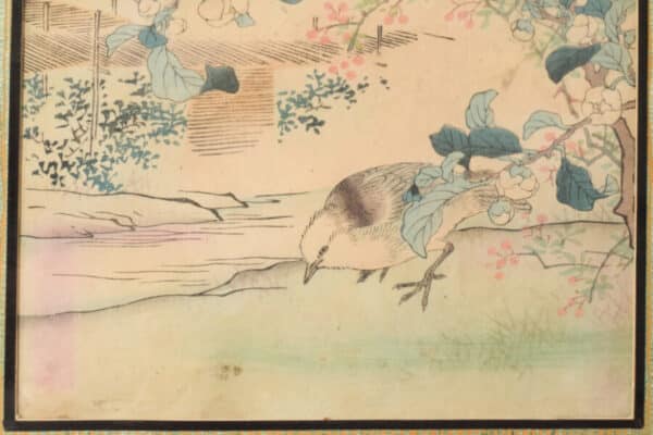 Woodblock with Birds asian art Antique Art 9