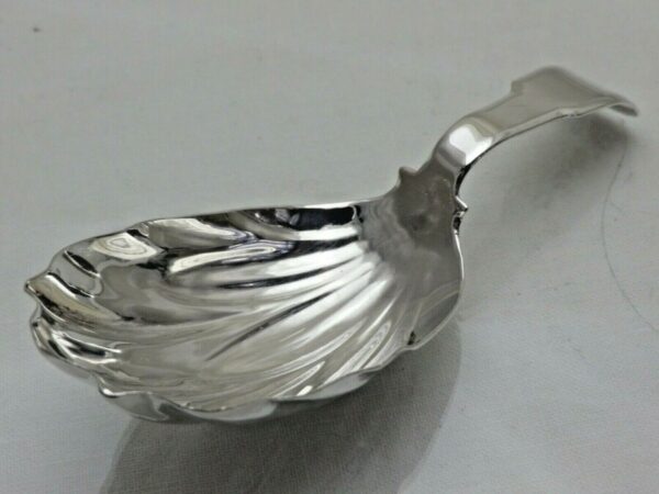 Georgian Sterling Solid Silver Tea Caddy Spoon 1813 Tea Leaf Design Antique Silver Antique Silver 8