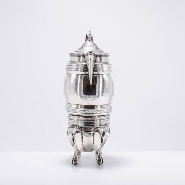 1799 Georgian Solid Silver Coffee Pot on Stand with Burner Antique Biggin - Image 3