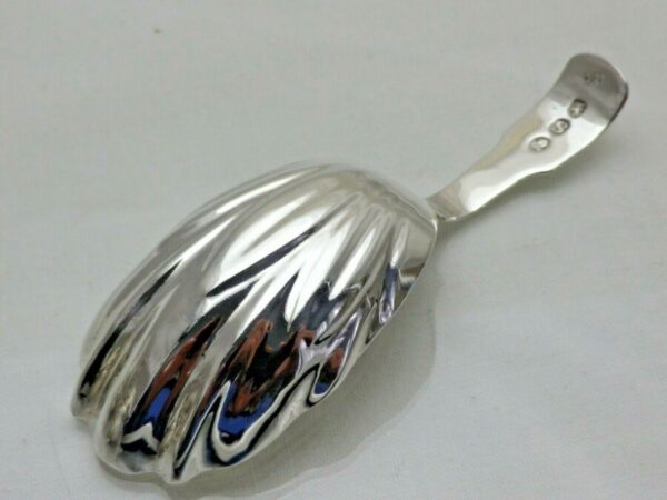 Georgian Sterling Solid Silver Tea Caddy Spoon 1813 Tea Leaf Design - Image 4