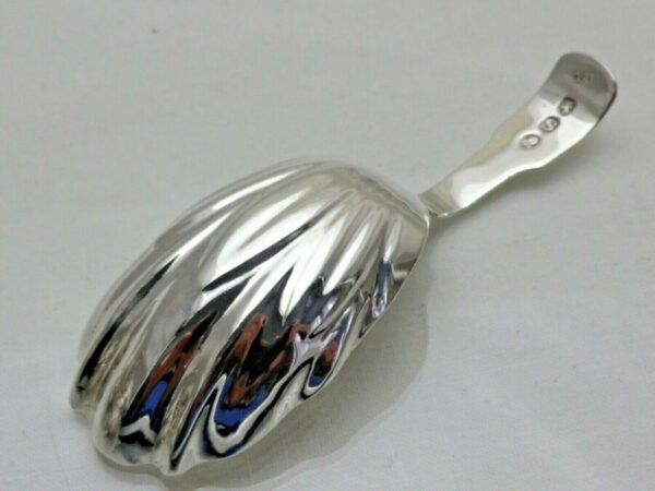 Georgian Sterling Solid Silver Tea Caddy Spoon 1813 Tea Leaf Design Antique Silver Antique Silver 6