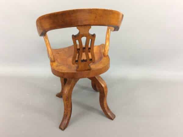 Late Victorian Elm & Ash Swivel Desk Chair desk chair Antique Chairs 6
