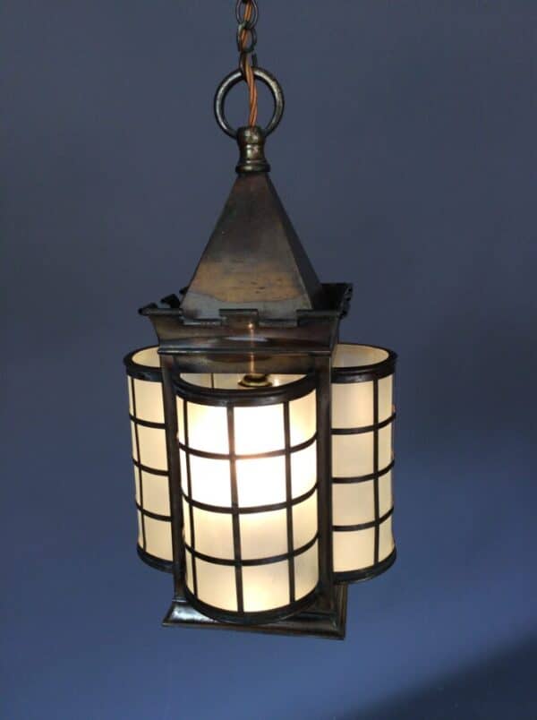 Large Arts and Crafts Brass Lantern