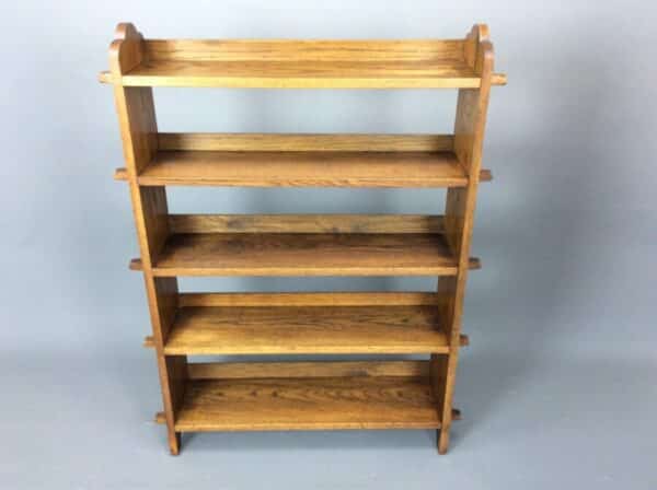 Arts and Crafts 5 Tier Oak Pegged Bookcase - Image 5