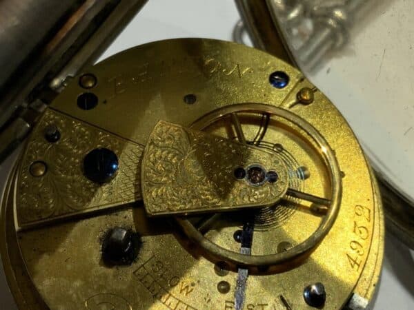 Rare Barton & Deacon gentleman’s solid silver pocket watch & Chain Antique Silver 7