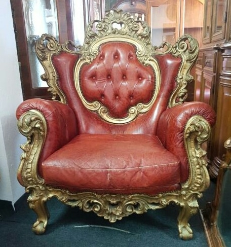 Antique Baroque a Pair Luxuricus Leather Armchair Antique Furniture 3