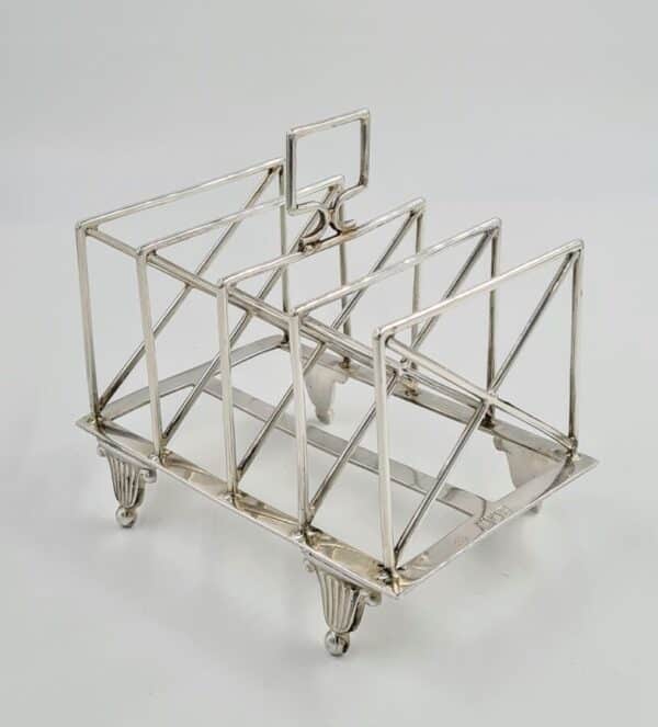 Antique Solid Silver Large Toast Rack 1900 210g Dr Christopher Dresser