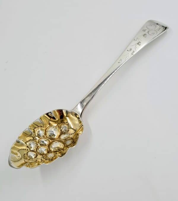 Georgian Antique Solid Silver Large Berry Spoon 1826 Antique Silver Antique Silver 3