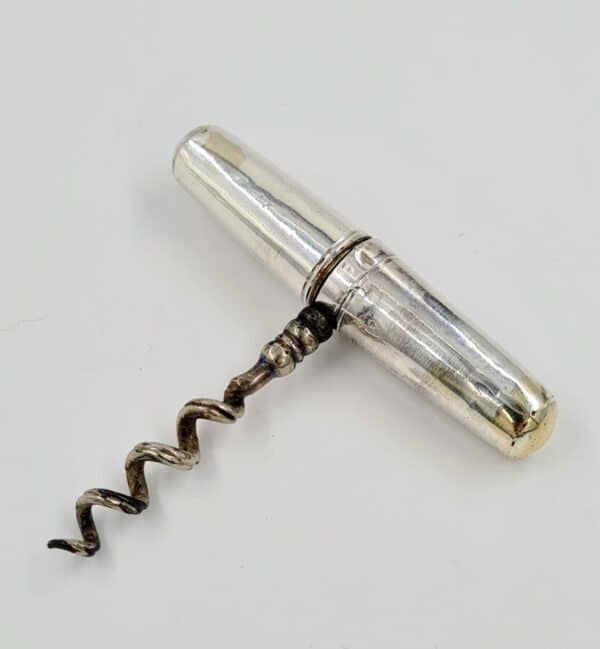 Antique Sterling Solid Silver Pocket Corkscrew 1906