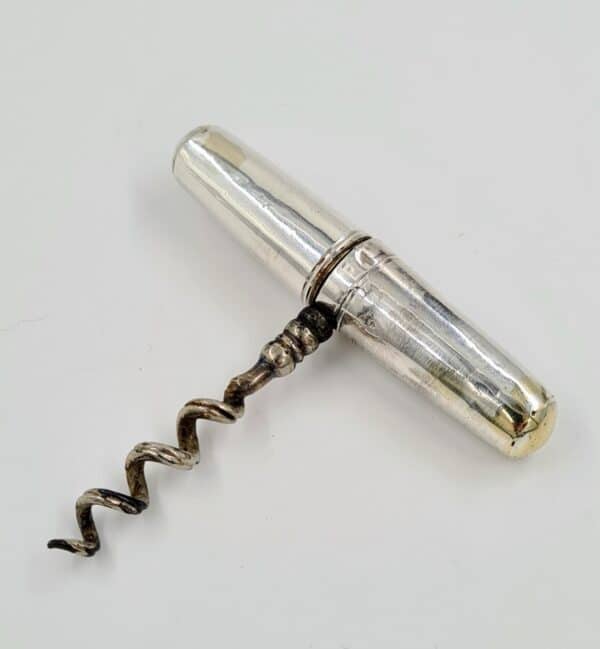 Antique Sterling Solid Silver Pocket Corkscrew 1906 Antique Silver Antique Silver 3