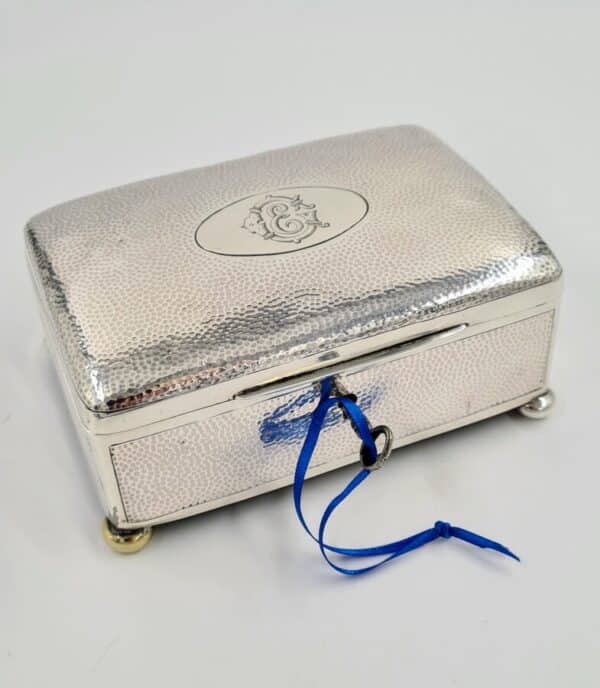 Antique Sterling Solid Silver Jewellery Two Tier Lock Box Antique Silver Antique Boxes 3