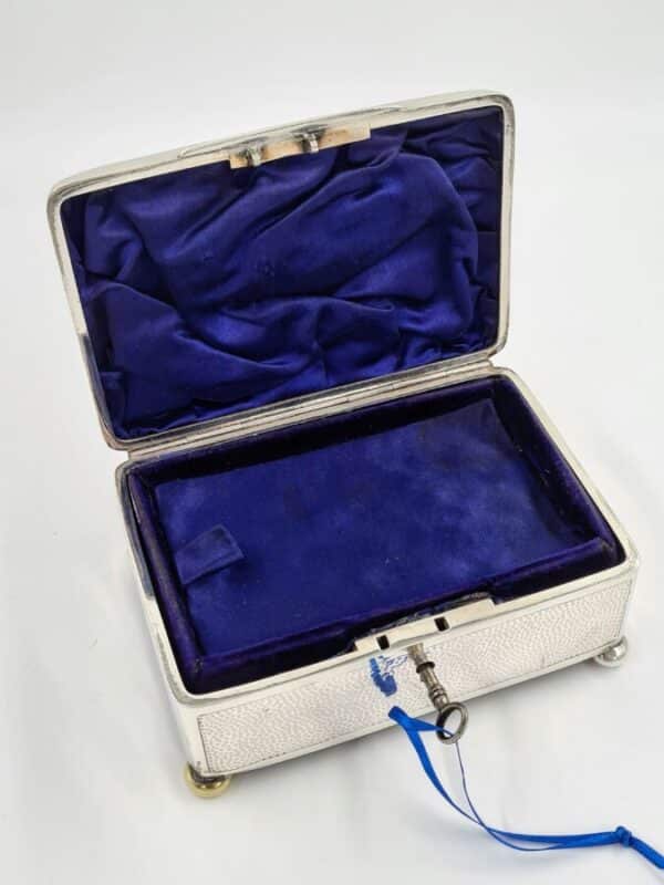 Antique Sterling Solid Silver Jewellery Two Tier Lock Box - Image 3