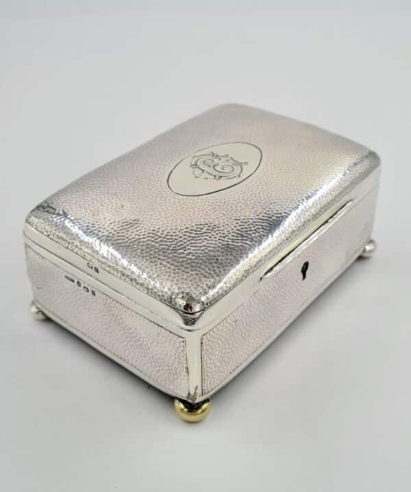 Antique Sterling Solid Silver Jewellery Two Tier Lock Box Antique Silver Antique Boxes 9