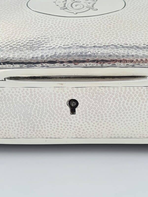 Antique Sterling Solid Silver Jewellery Two Tier Lock Box - Image 5