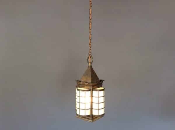 Large Arts and Crafts Brass Lantern Arts and Crafts Antique Lighting 4