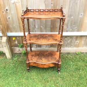 The best quality Victorian burred walnut whatnot Antique Furniture