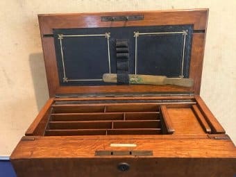 Oak cased writing station/organiser by Parkins & Gotto of Oxford SE London Antique Boxes 4