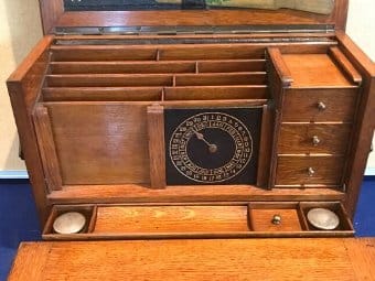 Oak cased writing station/organiser by Parkins & Gotto of Oxford SE London Antique Boxes 6