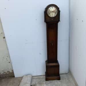 Grandmother Clock oak cased with barley twist Columns Miscellaneous