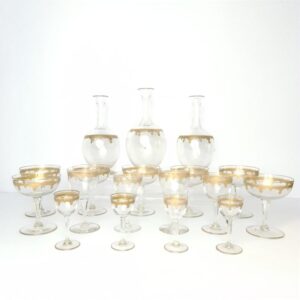 NAPOLEON III SET OF BOTTLES AND GLASSES DECORATED WITH 24 CARAT GOLD Antique Glassware