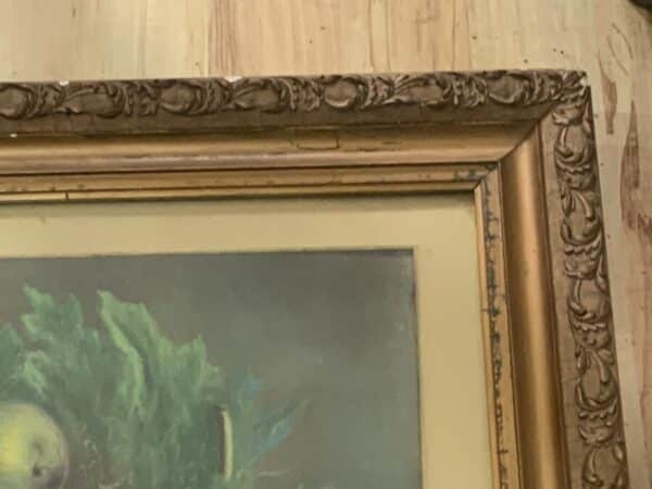 1914 large framed still life pastel - Image 9