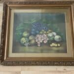 1914 large framed still life pastel Antique Art
