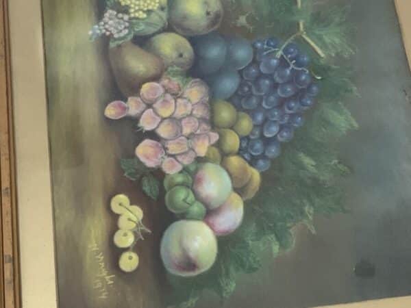 1914 large framed still life pastel Antique Art 4