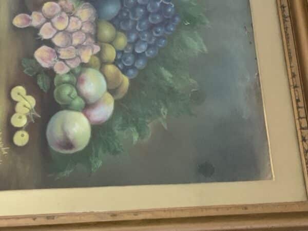 1914 large framed still life pastel Antique Art 6