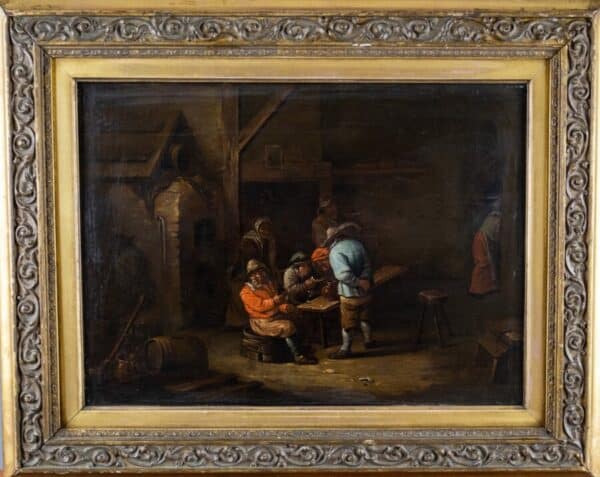 Tavern Interior Circle Of David Teniers The Younger 17th -18th Oil Portrait Paintings On Oak Panel