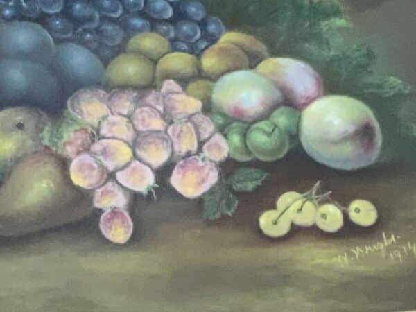 1914 large framed still life pastel Antique Art 12