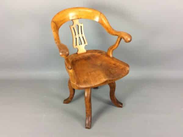 Late Victorian Elm & Ash Swivel Desk Chair desk chair Antique Chairs 3