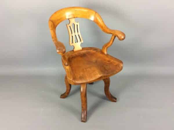 Late Victorian Elm & Ash Swivel Desk Chair