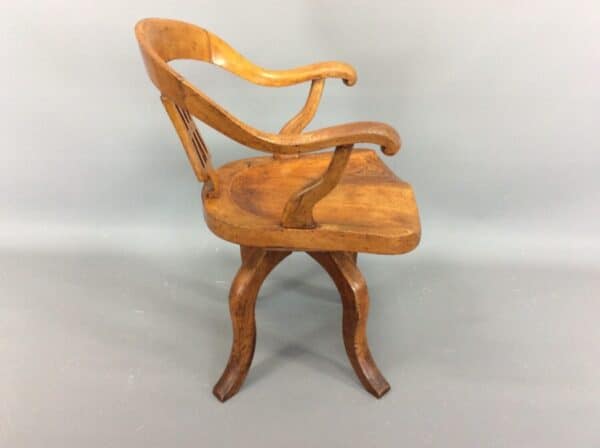 Late Victorian Elm & Ash Swivel Desk Chair desk chair Antique Chairs 5